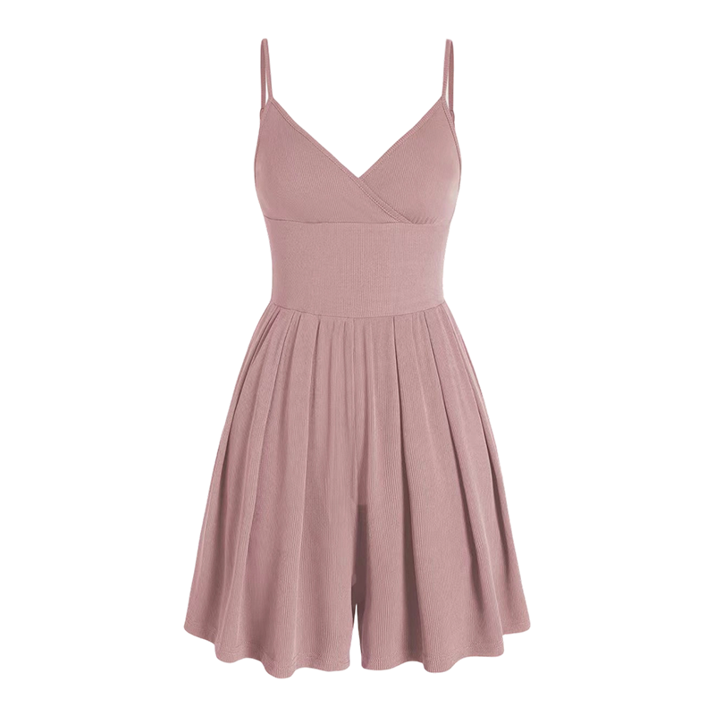 Mirestra - Combinaison short femme en maille côtelée avec jupe évasée intégrée