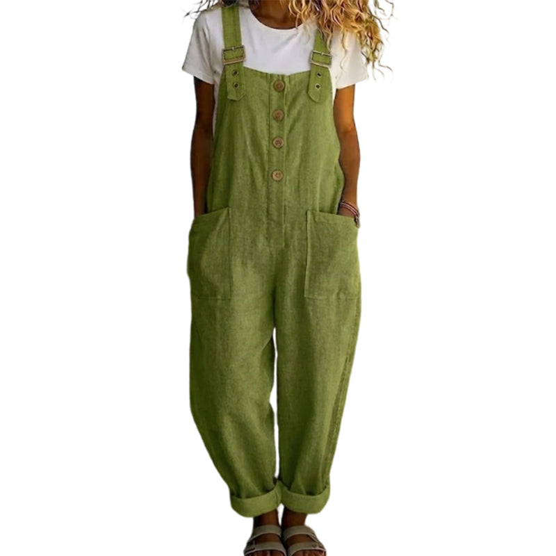 Blyora - Salopette femme ample style casual bretelles réglables pantalon fluide