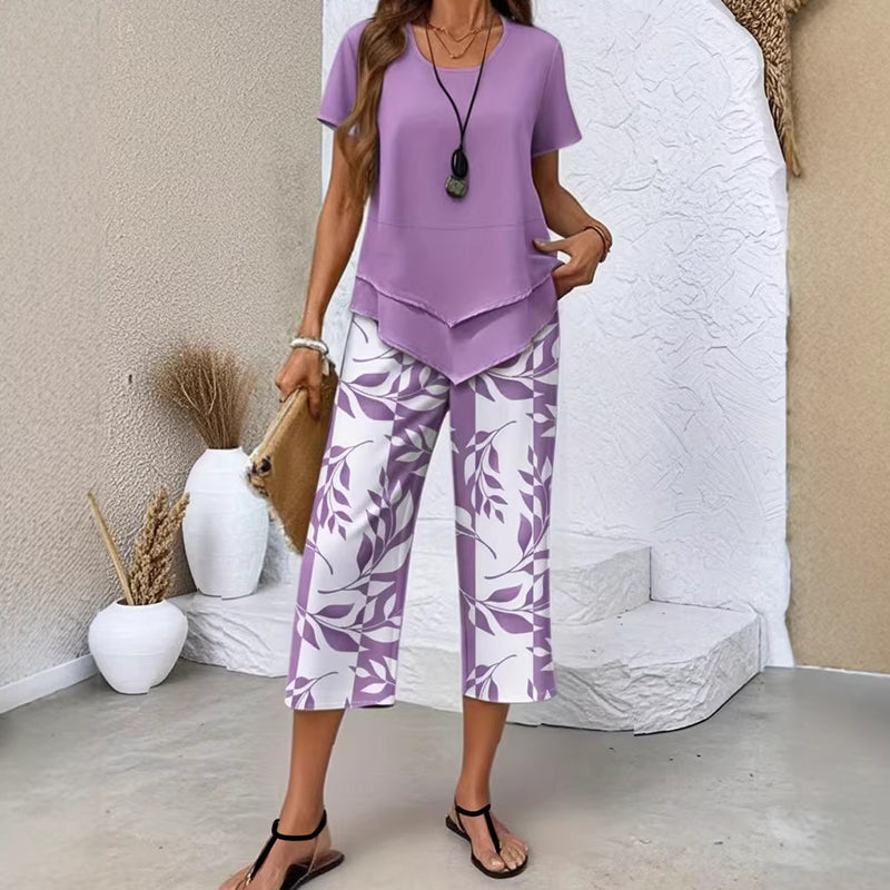 Myrizae - Ensemble Femme Deux Pièces Confort Léger Style Décontracté Été