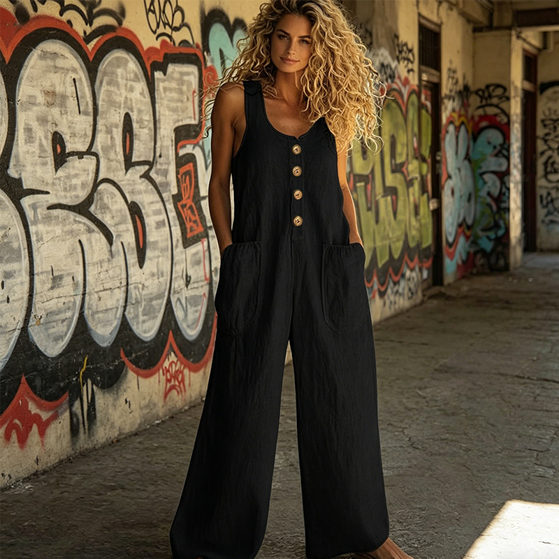 Beloria - Combinaison femme sans manches à jambes larges avec poches