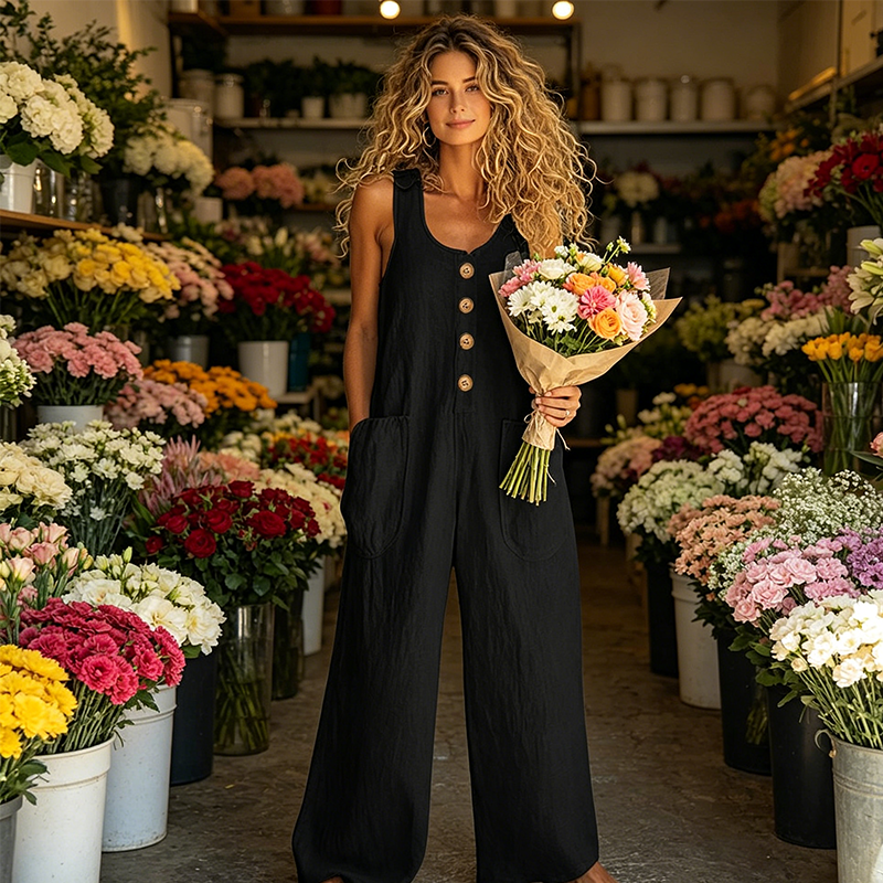 Beloria - Combinaison femme sans manches à jambes larges avec poches