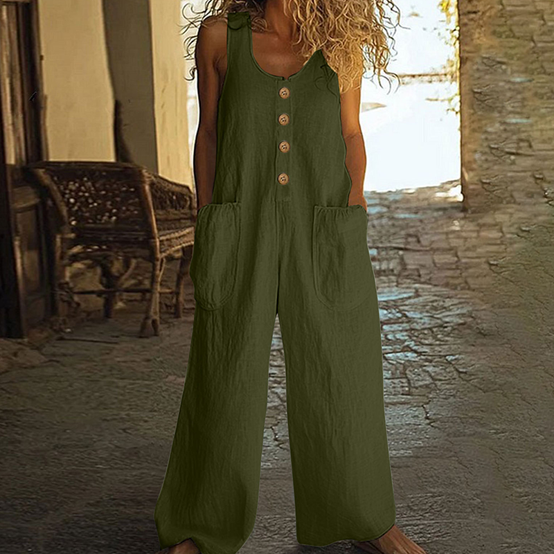 Beloria - Combinaison femme sans manches à jambes larges avec poches