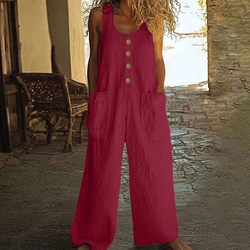 Beloria - Combinaison femme sans manches à jambes larges avec poches