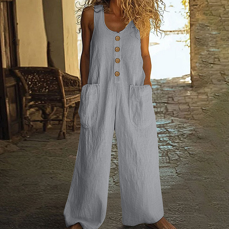 Beloria - Combinaison femme sans manches à jambes larges avec poches