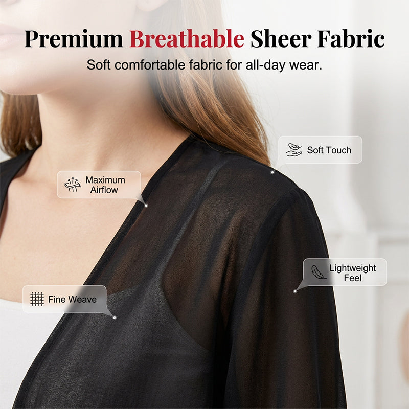 Brynoria - Top femme court en chiffon transparent à nouer devant