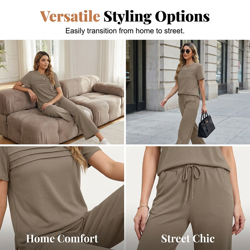 Liorenna - Ensemble femme décontracté deux pièces avec pantalon ample