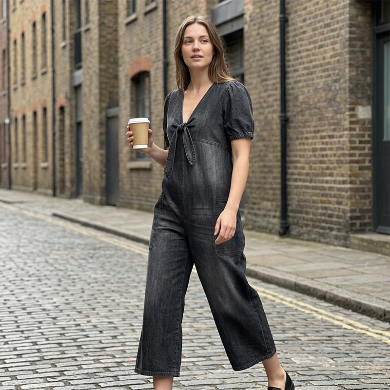 Mirevina - Combinaison femme ample à col V et jambes larges