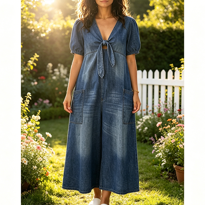 Mirevina - Combinaison femme ample à col V et jambes larges