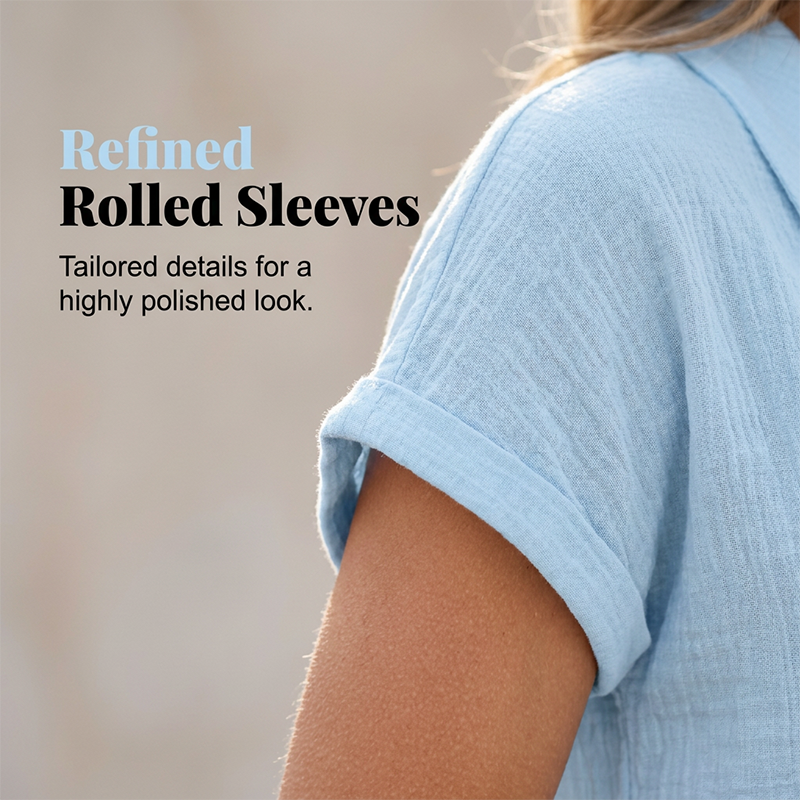 Soralyne - T-shirt femme ample à col V en tissu texturé léger