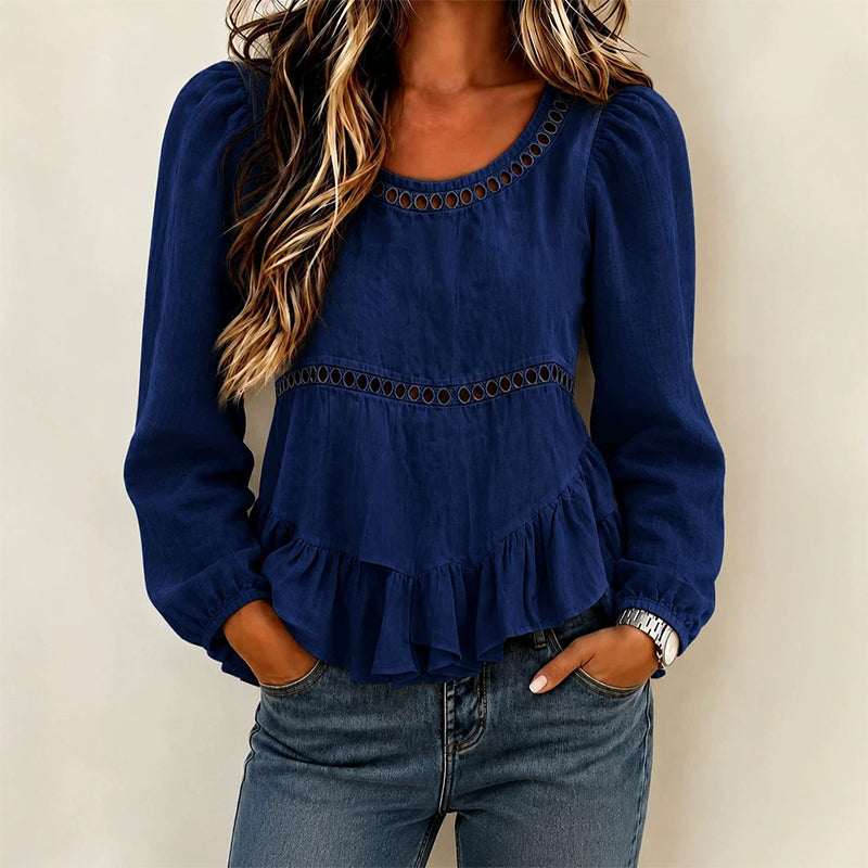 Sibylle - Blouse femme à manches bouffantes et volants