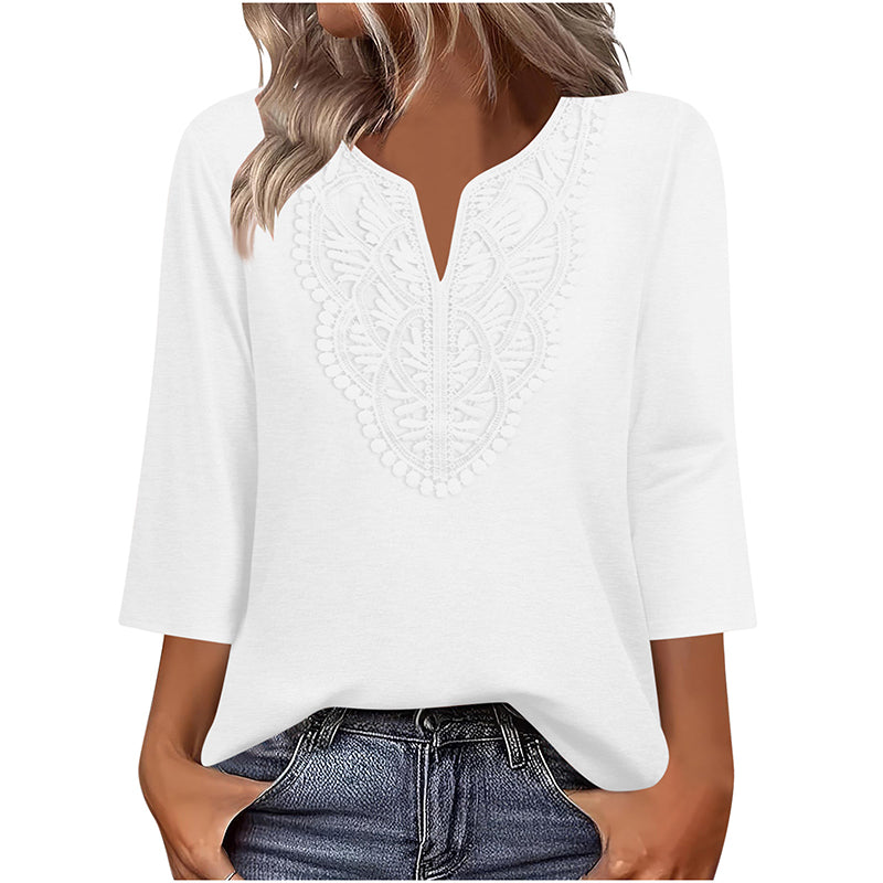 Colombe - Tunique femme col V avec dentelle