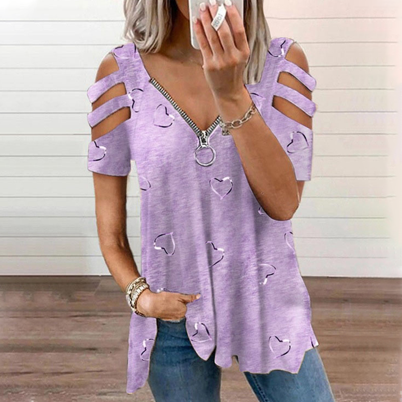 Roos - T-shirt femme épaules dénudées avec zip