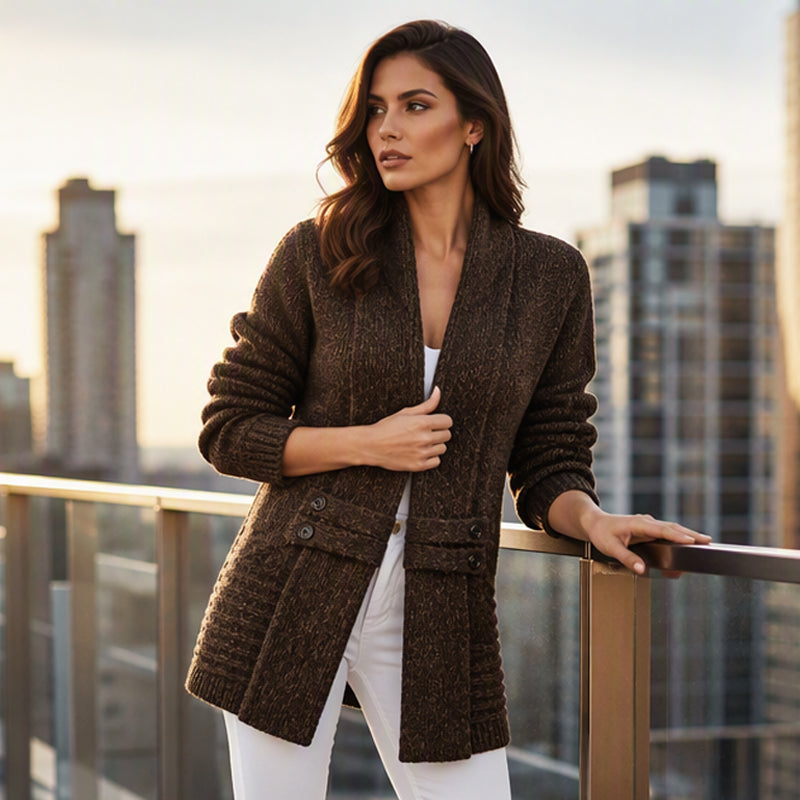 Tallulah - Cardigan femme en maille croisée à coupe décontractée élégante