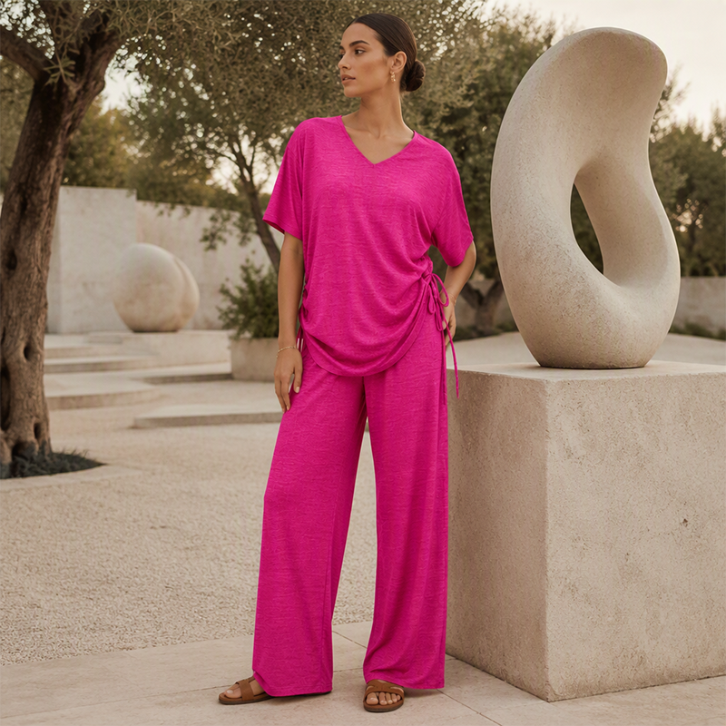 Svea - Ensemble femme deux pièces avec haut ajustable et pantalon fluide