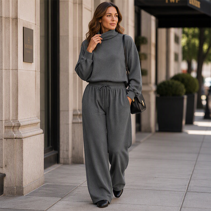 Ninon - Ensemble femme deux pièces avec col montant et pantalon fluide