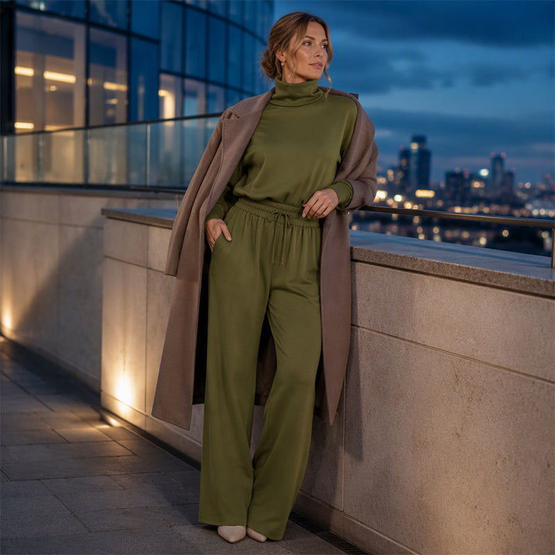 Ninon - Ensemble femme deux pièces avec col montant et pantalon fluide