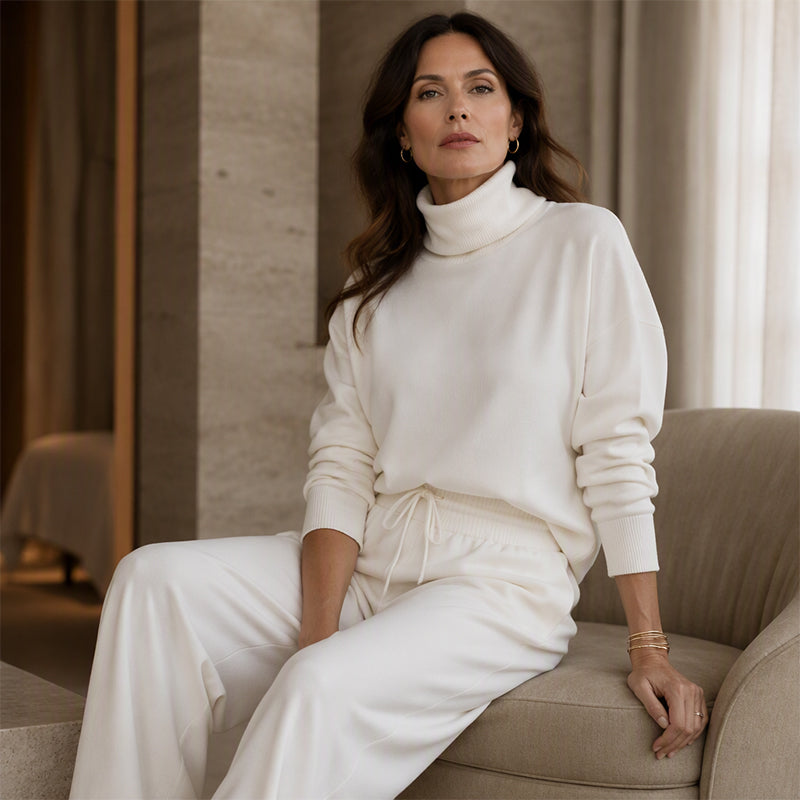 Ninon - Ensemble femme deux pièces avec col montant et pantalon fluide