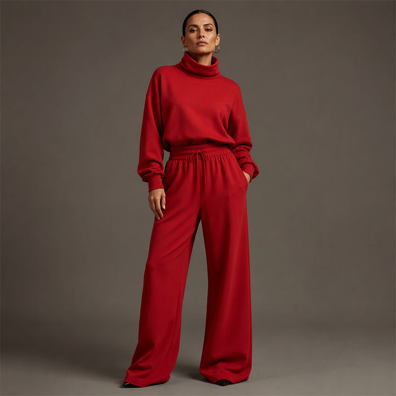 Ninon - Ensemble femme deux pièces avec col montant et pantalon fluide