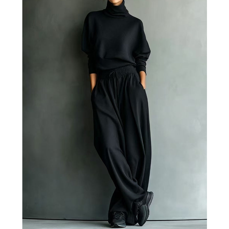 Ninon - Ensemble femme deux pièces avec col montant et pantalon fluide