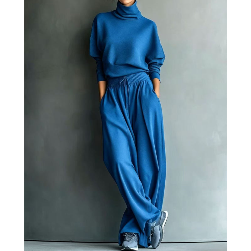 Ninon - Ensemble femme deux pièces avec col montant et pantalon fluide