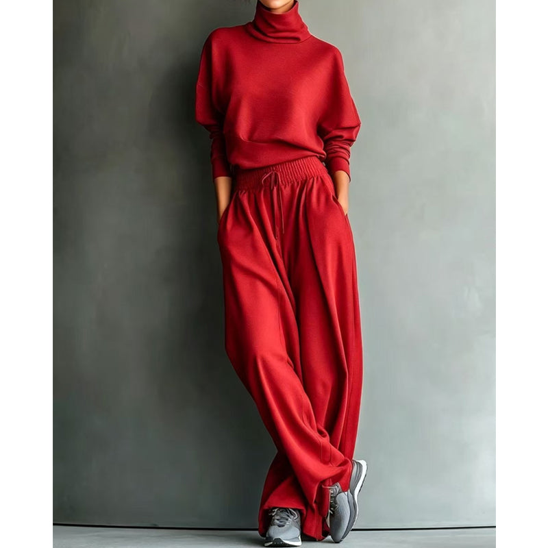Ninon - Ensemble femme deux pièces avec col montant et pantalon fluide