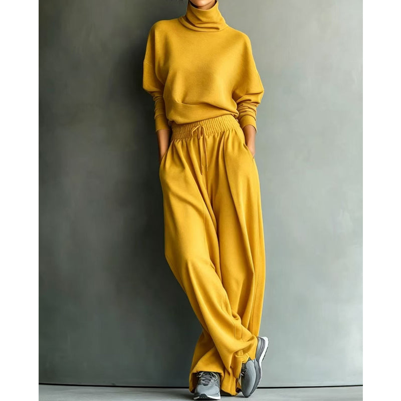 Ninon - Ensemble femme deux pièces avec col montant et pantalon fluide