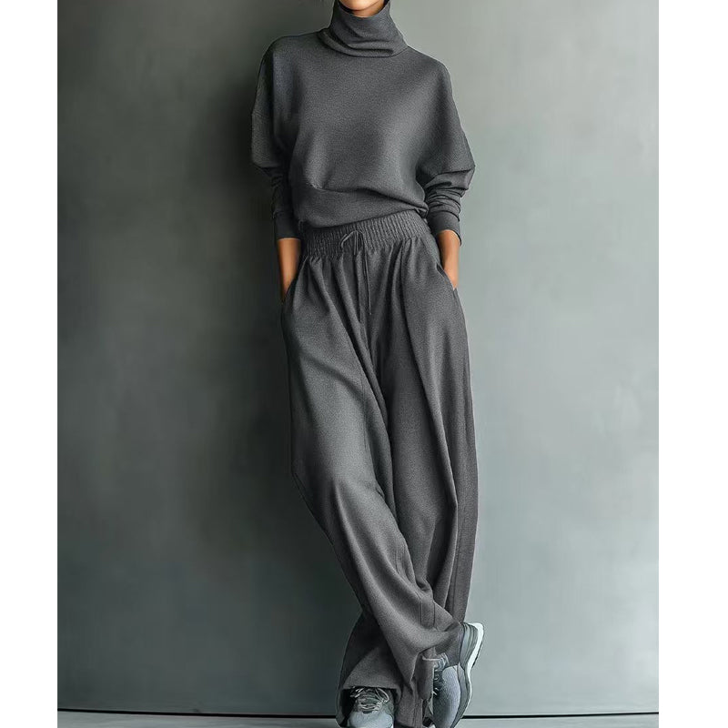 Ninon - Ensemble femme deux pièces avec col montant et pantalon fluide