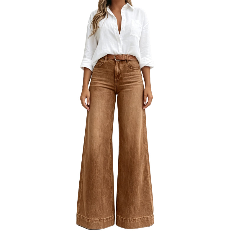 Joosje - Jean femme taille haute à jambes larges