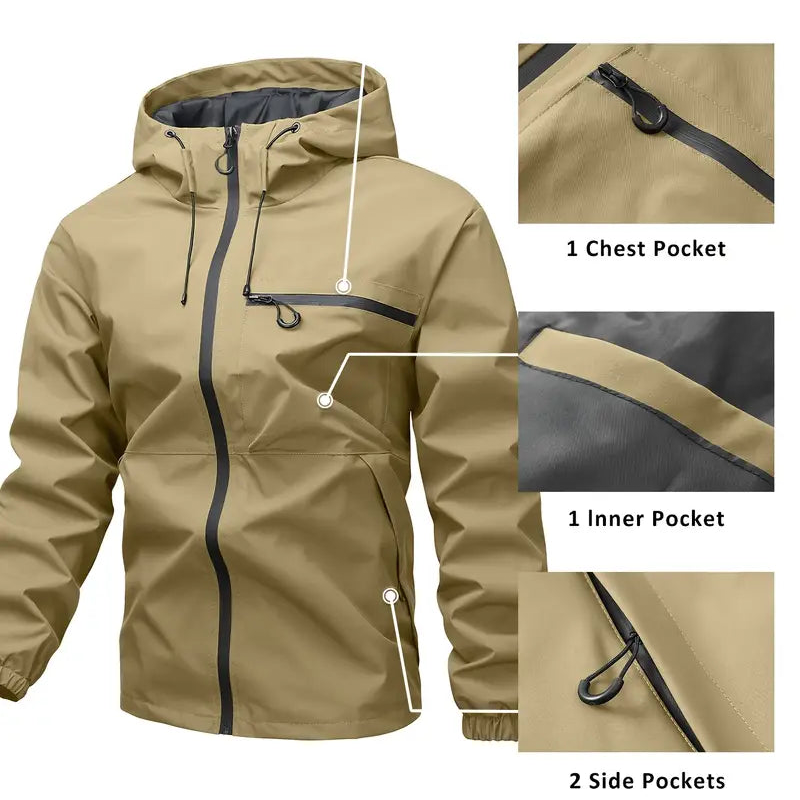 Leon - Veste imperméable homme avec poches multiples