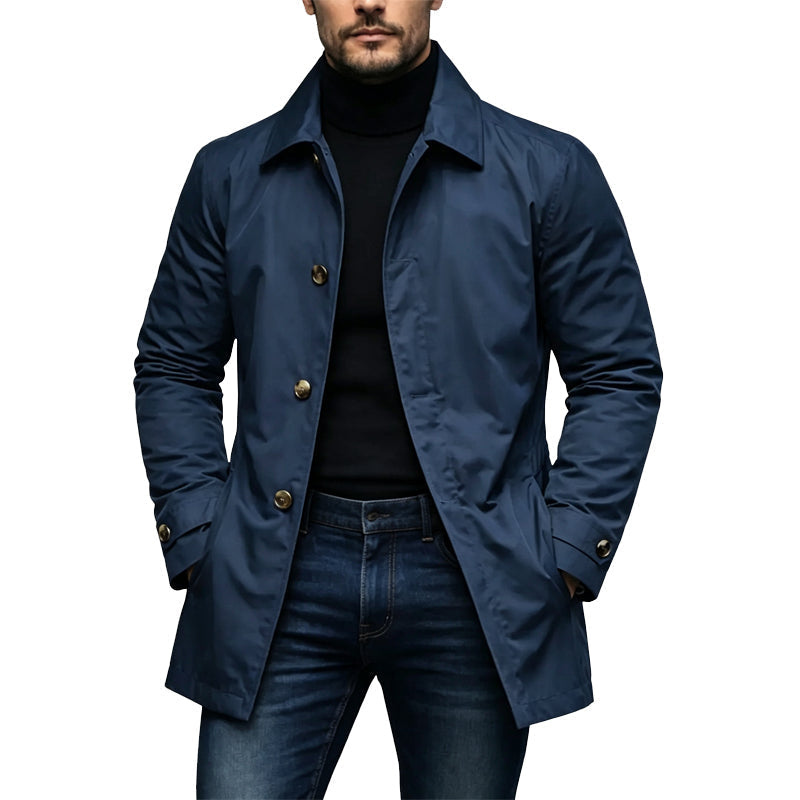 Christian - Trench homme imperméable mi-long au style urbain