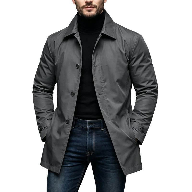 Christian - Trench homme imperméable mi-long au style urbain