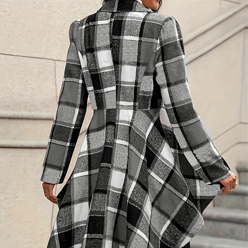 Cassandre - Veste femme peplum à carreaux asymétrique