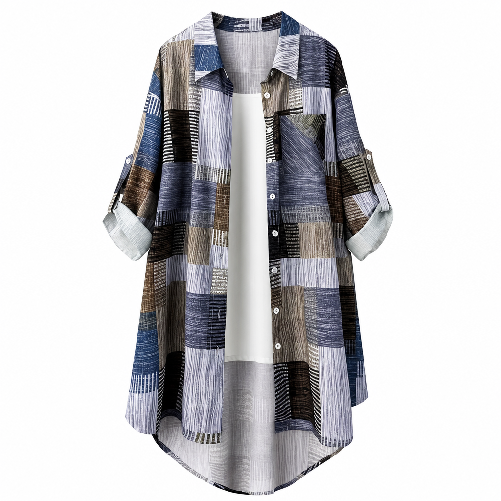 Émerence - Chemise femme patchwork à carreaux décontractée