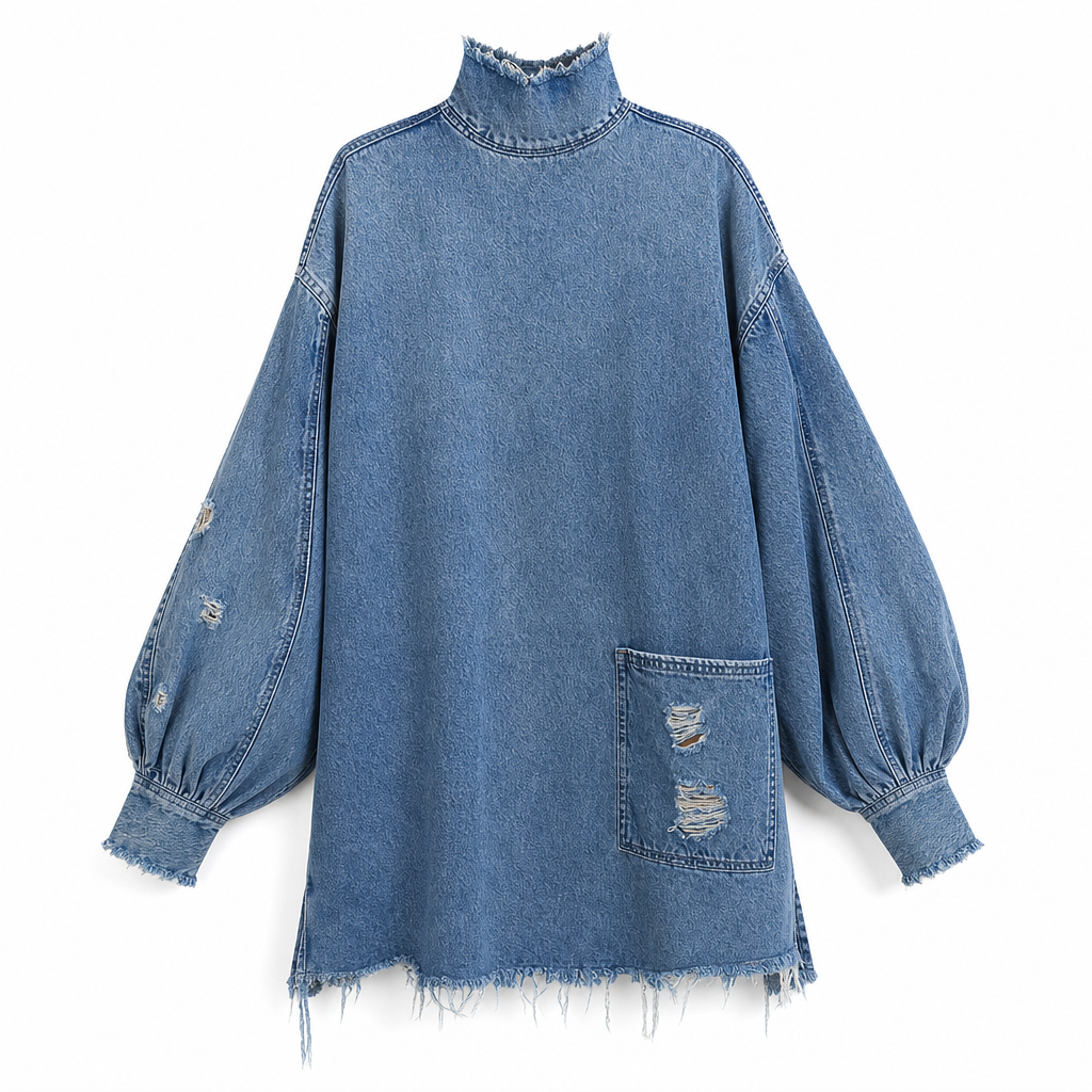 Wende - Robe mini oversize en denim pour femme