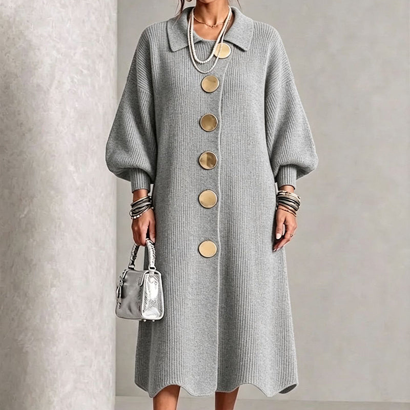 Edwige - Robe longue femme en maille côtelée