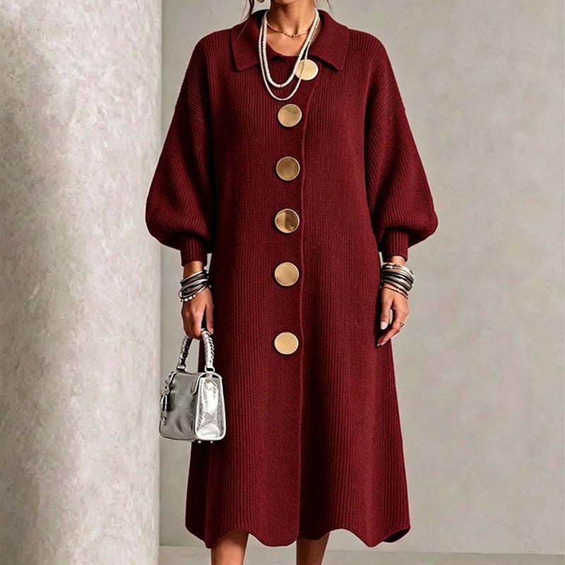Edwige - Robe longue femme en maille côtelée