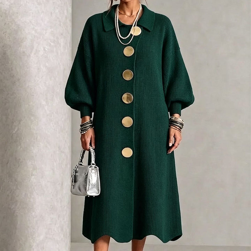 Edwige - Robe longue femme en maille côtelée