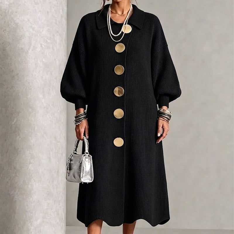 Edwige - Robe longue femme en maille côtelée