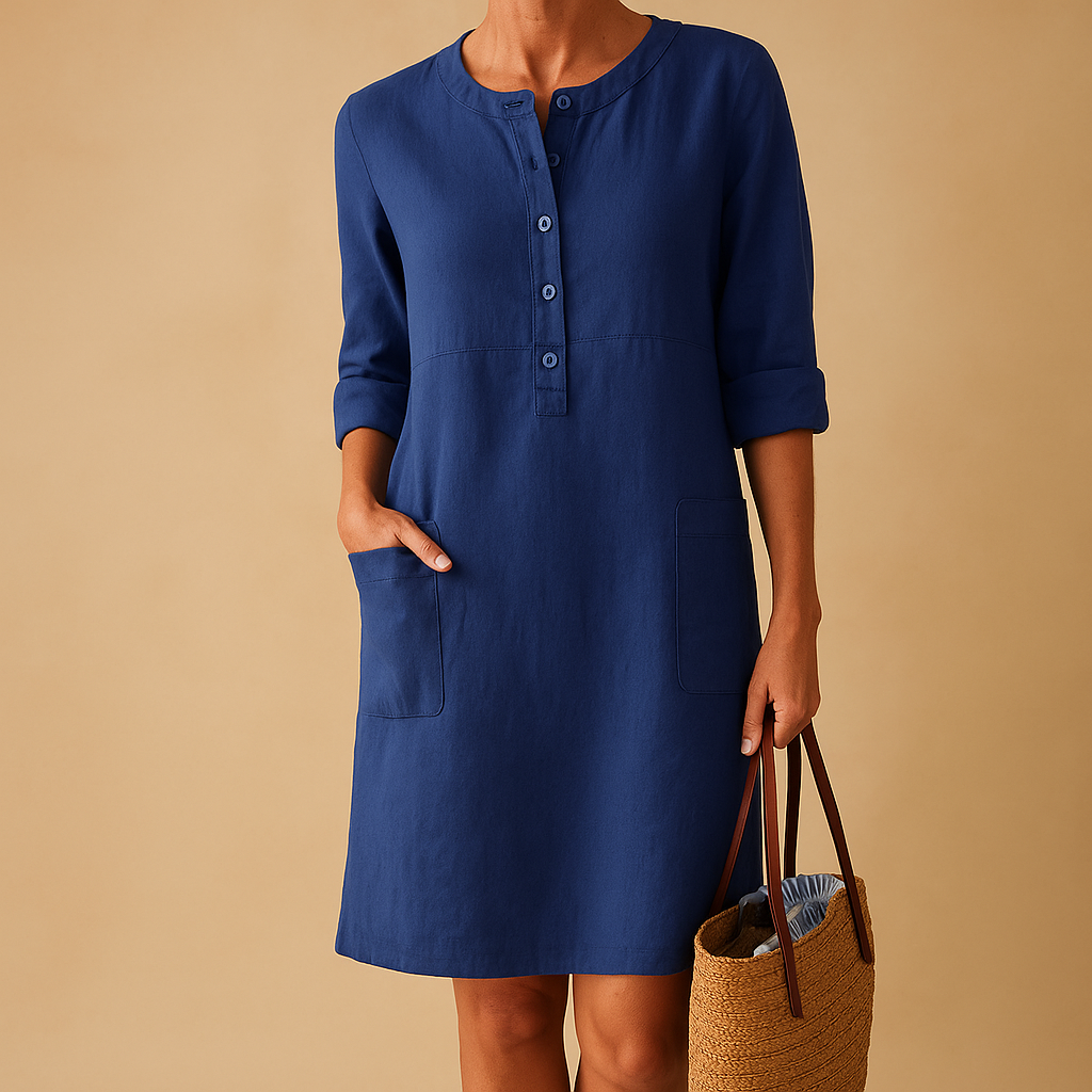 Elena - Long Dress with Buttons and Pockets for Women