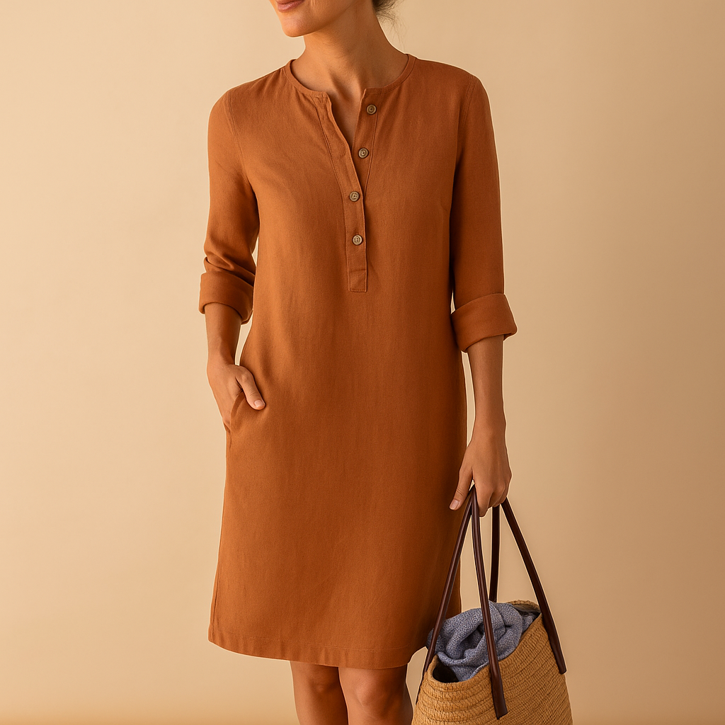 Elena - Long Dress with Buttons and Pockets for Women