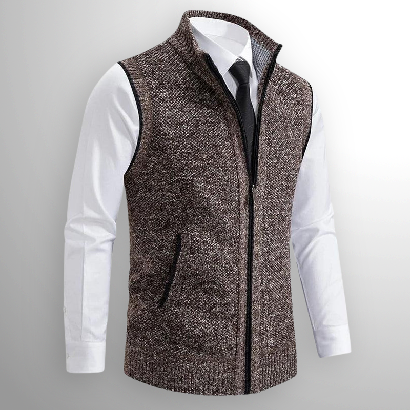 Gabriel - Gilet à Zip Intégral en Laine Mélangée