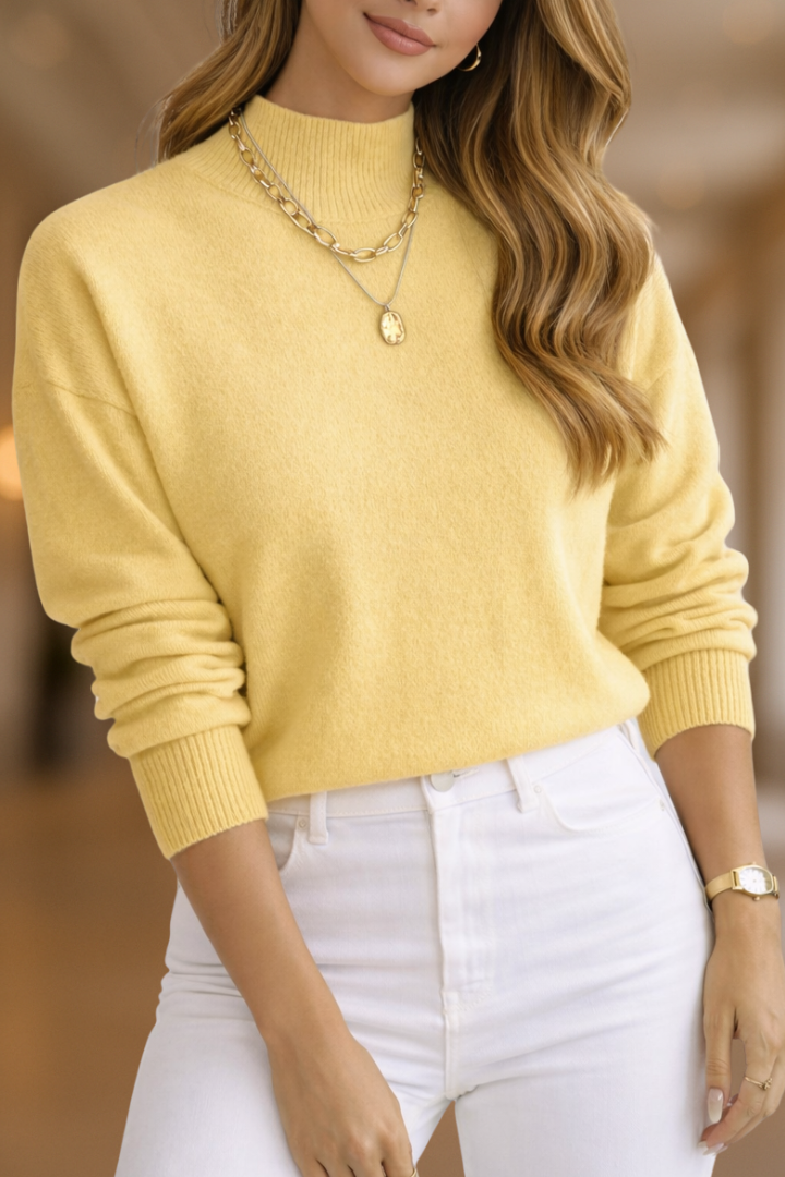 Mathurine - Pull femme à col montant en maille douce