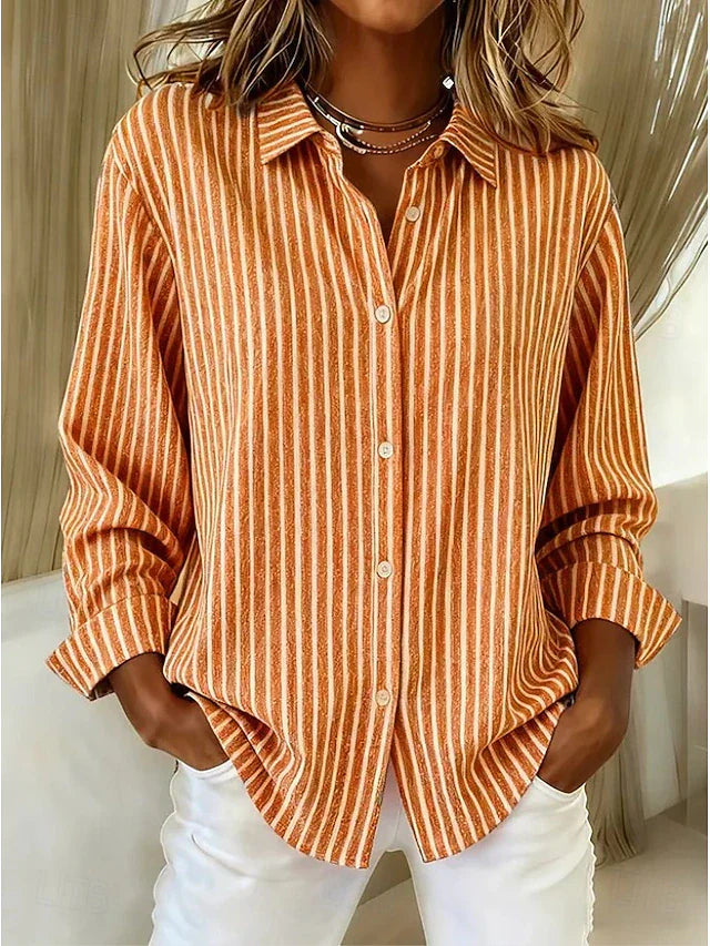 Kalessa - Casual Striped Long Sleeve Blouse